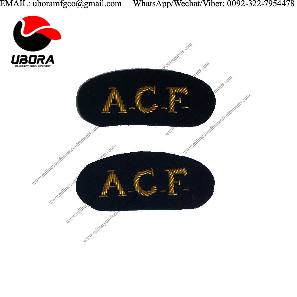 goldwork bullion badge ACF Titles Black & Gold Badges Army Cadet Force Mess Dress Pair Army Military